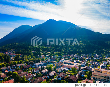 Garmisch-partenkirchen town aerial panoramic view, Germany 103152040