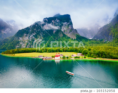 St. Bartholomew church at Konigssee Lake 103152058