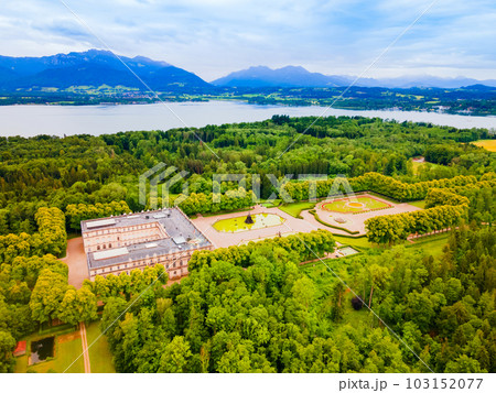 Herrenchiemsee Palace aerial panoramic view, Bavaria 103152077