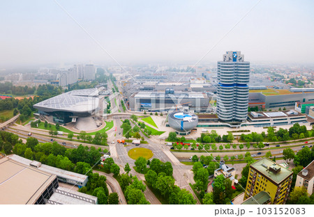 BMW Museum aerial panoramic view, Munich 103152083