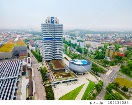 BMW Museum aerial panoramic view, Munich 103152088