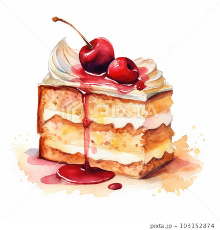 ケーキの水彩イラスト ケーキの水彩イラスト 103152874