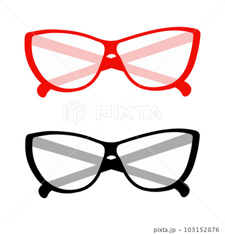 Set of 2 pairs of Elegant stylized glasses with transparent lenses in a red and black frame. Vector Set of 2 pairs of Elegant stylized glasses with transparent lenses in a red and black frame. Vector 103152876