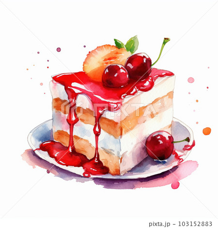 ケーキの水彩イラストのイラスト素材 [103152883] - PIXTA