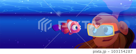 Girl diving in ocean underwater cartoon adventure Girl diving in ocean underwater cartoon adventure 103154287