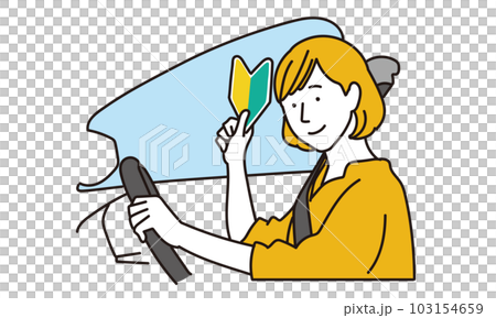 Female driver with beginner mark 103154659
