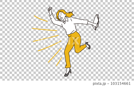 Business woman jumping energetically 103154661