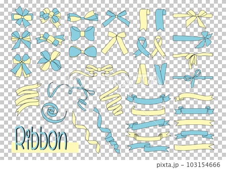 Illustration set of simple ribbons and ribbon frames, colorful 103154666