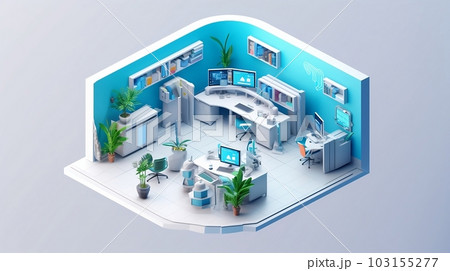 青と白のオフィスのアイソメトリック(AI生成) 青と白のオフィスのアイソメトリック(AI生成) 103155277