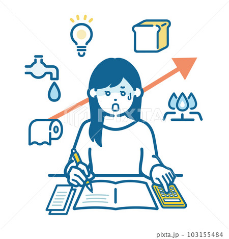 物価高に驚く女性 103155484