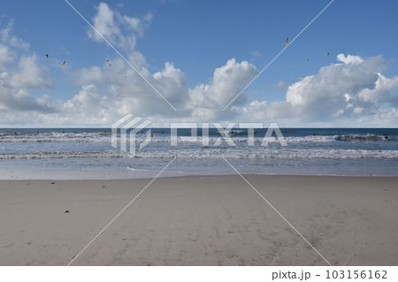 サーファーの楽園にいい波が来た、ある日の太平洋ロングビーチ 103156162