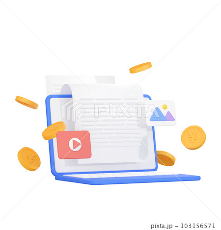 3DCG|ノートパソコンで副業のイメージ素材 3DCG|ノートパソコンで副業のイメージ素材 103156571