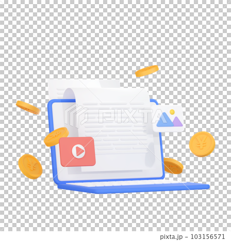 3DCG|ノートパソコンで副業のイメージ素材 3DCG|ノートパソコンで副業のイメージ素材 103156571
