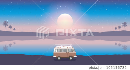 tropical camping adventure summer holiday with camper van 103156722