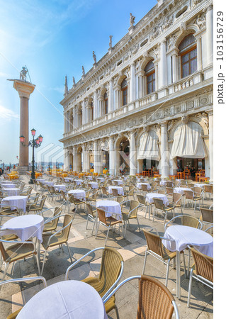 Venice with San Marco square with Column of San Teodoro and Biblioteca Nazionale Marciana. 103156729