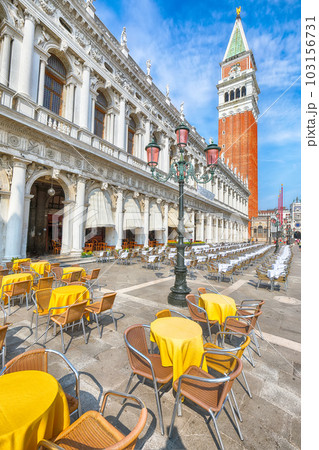 cityscape of Venice with San Marco square with Campanile and Biblioteca Nazionale Marciana. 103156731