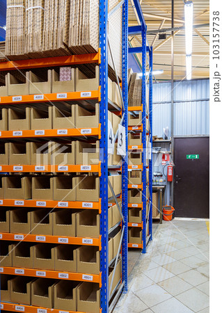 High racks in the warehouse of goods. High racks in the warehouse of goods. 103157738