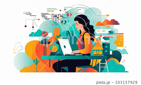 ビジネスをしている女性のコンセプトアート（AI生成） 103157929