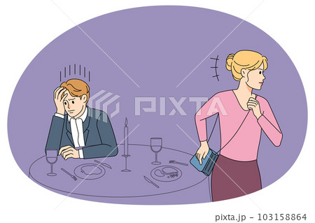 Angry woman leave lover in restaurant 103158864