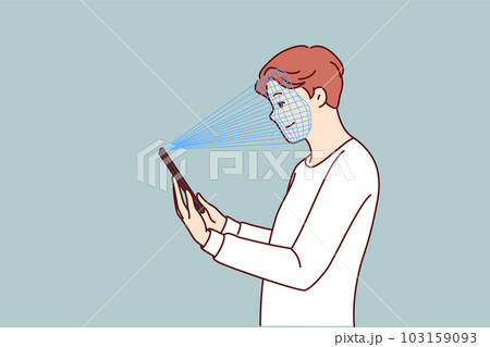 Man uses facial recognition feature on phone to pass verification and gain access to app Man uses facial recognition feature on phone to pass verification and gain access to app 103159093
