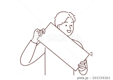 Smiling man with huge dollar bill  103159161