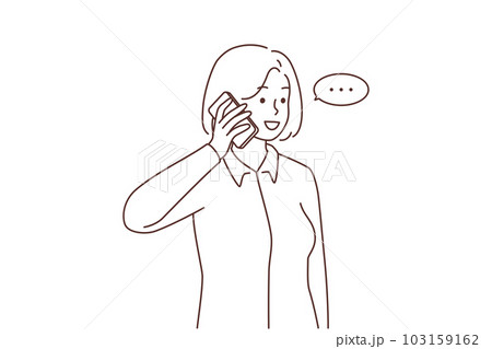 Smiling woman talk on cellphone  103159162