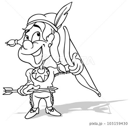 Drawing of a Native American Holding a Bow 103159430