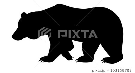 Bear vector silhouette. Monochrome vector bear logo template. Grizzly walking silhouette. Isolated hand drawn polar bear Bear vector silhouette. Monochrome vector bear logo template. Grizzly walking silhouette. Isolated hand drawn polar bear 103159705