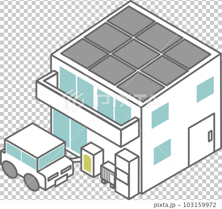 House with isometric solar panels 103159972