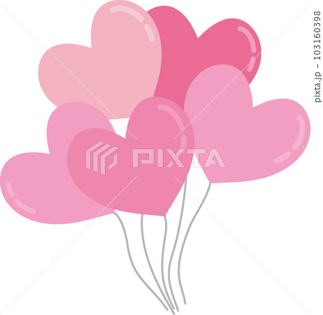 ハートの風船_5個の風船の束_ピンク系 103160398