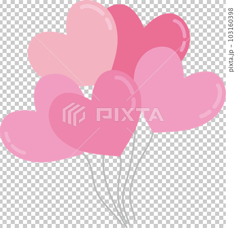 ハートの風船_5個の風船の束_ピンク系 103160398
