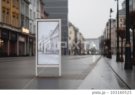 An empty billboard mockup in the heart of the city, a prime spot for your next advertising campaign. AI Generative. 103160525