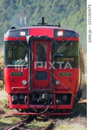 立野のスイッチバックをゆっくりと阿蘇へと登ってゆく九州横断特急 103160978
