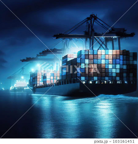 Sea freight loaded with containers . 103161451