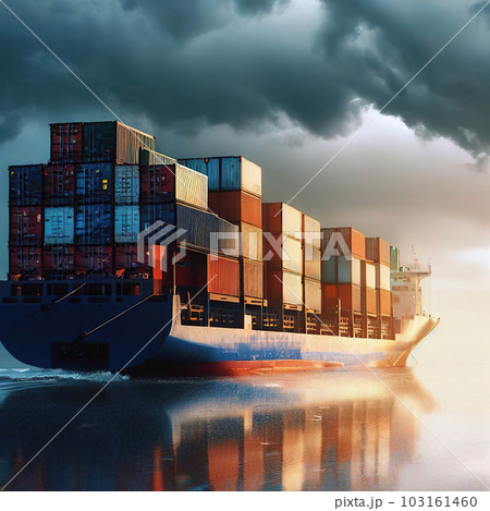 Sea freight loaded with containers . 103161460