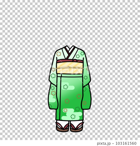 Kimono Furisode Coordination Green Faceless 103161560