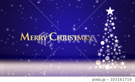 クリスマスツリーと色のついた背景にキラキラが舞う、クリスマスの文字 103161719