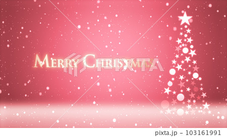クリスマスツリーと色のついた背景に雪が舞い、クリスマスの文字 クリスマスツリーと色のついた背景に雪が舞い、クリスマスの文字 103161991