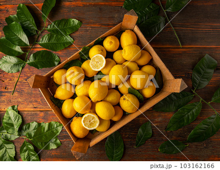 Top view of ripe lemons 103162166
