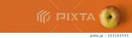 Banner. Apple on an orange background Banner. Apple on an orange background 103163543
