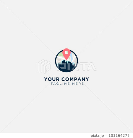 city skyline symbol map pin location logo estate city skyline symbol map pin location logo estate 103164275