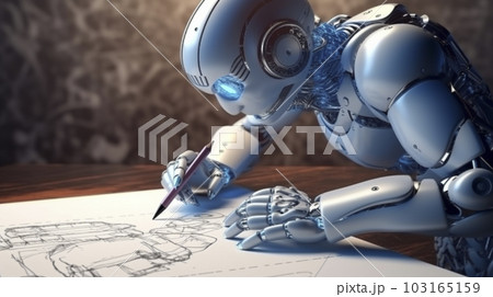 キャンバスに絵を描く人工知能AIロボット「AI生成画像」 103165159