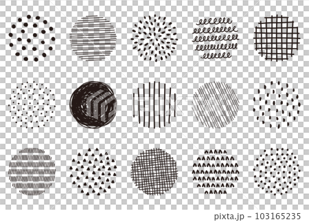 Black and white hand drawn circle illustration material set 103165235