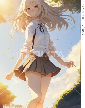 キュートなドール風アニメ女子の魅力のイラスト素材 [103165745