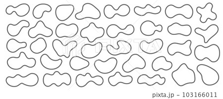 Organic blob shapes set. Amorphous liquid elements. Amoeba irregular fluid designs. Random memphis sponges. Vector. Organic blob shapes set. Amorphous liquid elements. Amoeba irregular fluid designs. Random memphis sponges. Vector. 103166011