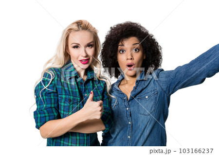 Two beautiful girls making selfie 103166237