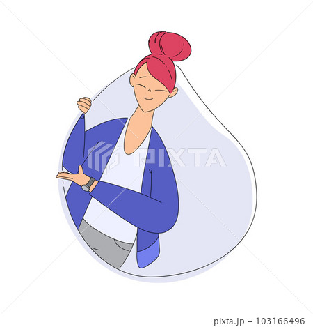 Smiling Woman Character Looking Out of Shape Showing Thumb Up Vector Illustration 103166496