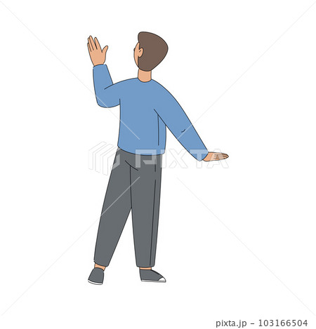 Young Man Giving High Five Hand Gesture Vector Illustration 103166504