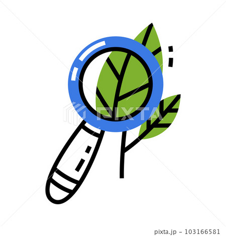 Magnifying Glass and Green Leaf as School Item Vector Illustration 103166581