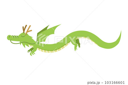 干支　辰のイラスト　版ずれ　空飛ぶ姿　羽あり 103166601